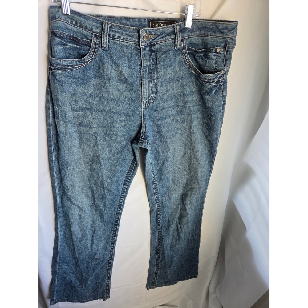 Cato Premium Womens Jeans  Medium Wash Straight Leg Flap Pocket Denim